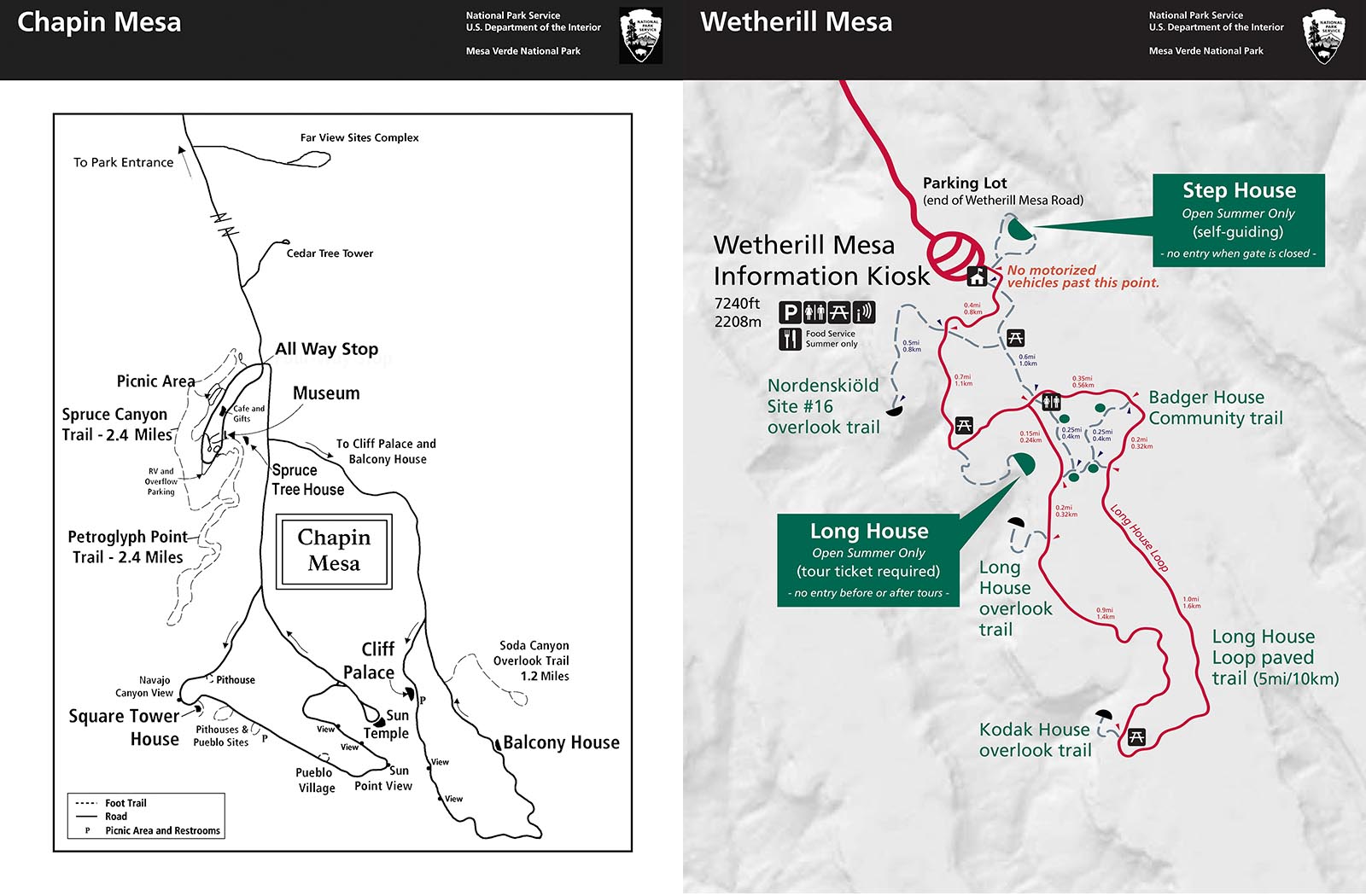 Map of Mesa Verde National Park from the National Park Service